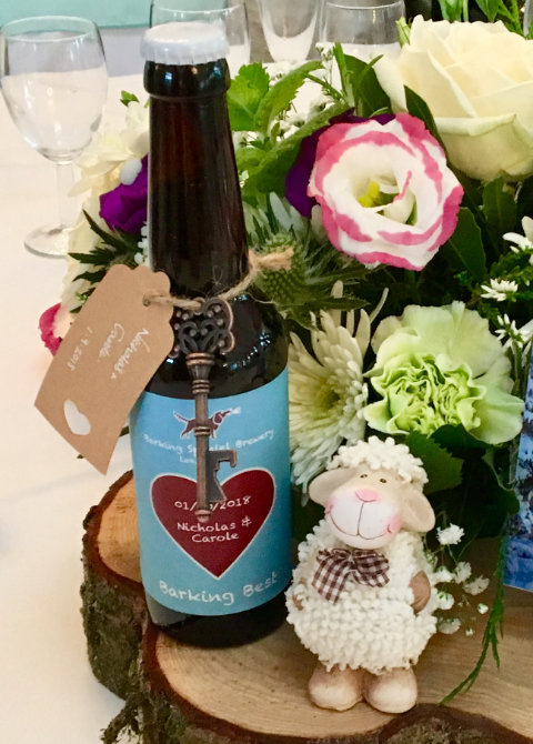 Exclusive bottles of Barking Best for Nicholas and Carole's wedding.